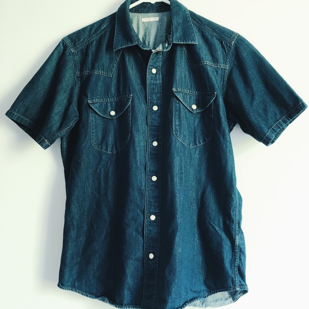 3/$30 GU Jean button up short sleeve shirt